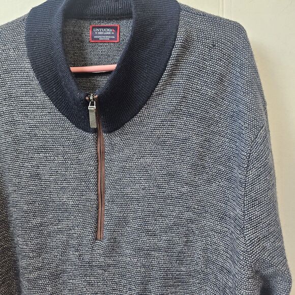Untuckit Belguardo Birdseye  Sweater Sz XXXL 100% Fine Merino Wool Preppy P0281 - Picture 2 of 9